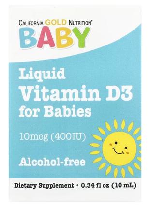 Вітамін d3 у рідкій формі д3 для дітей California gold nutrition, вітамін d3