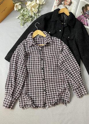 Якісна тепла твідова сорочка оверсайз