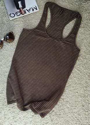 Amisu актуальная маечка в полоску коричнево-золотистого цвета