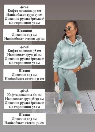 Женский спортивный теплый костюм на флисе цвет - пудра фисташка черный5 фото