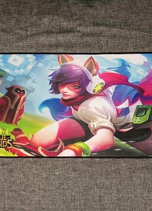 Коврик для мышки- игровая поверхность league of legends 30x80см прошитый по краям, прорезинен низ- уменьшает