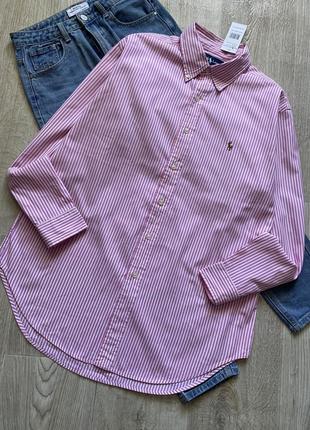 Polo ralph lauren женская рубашка, рубашка в полоску, рубашка оверсайз, сорочка, блузка, блуза2 фото