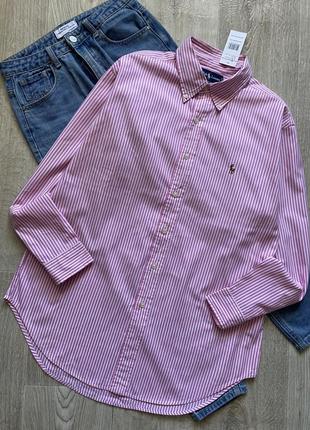 Polo ralph lauren женская рубашка, рубашка в полоску, рубашка оверсайз, сорочка, блузка, блуза5 фото