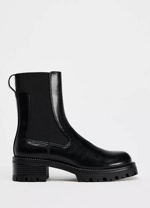 Ботильоны на тракторной подошве черные zara new3 фото