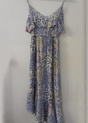 Платье сарафан с пояском в цветочный принт3 фото