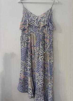 Платье сарафан с пояском в цветочный принт5 фото