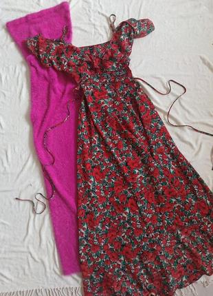 Платье сарафан летний макси в цветочный принт на запах с воланами рюшами shein