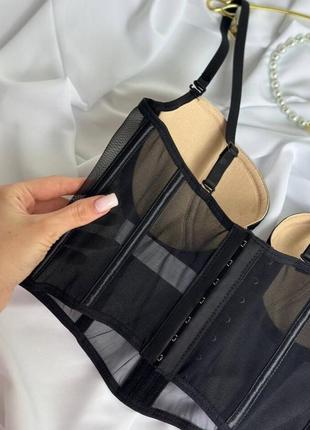 Бюстгальтер корсет бюстье с сеточкой бра полупрозрачный