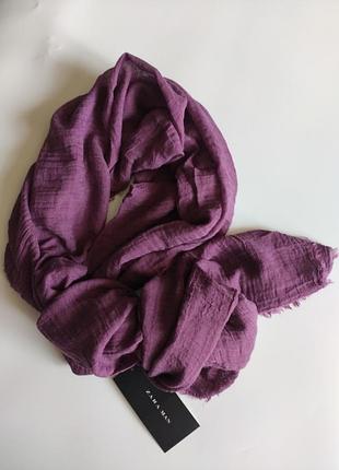 Тонкий літній шарф zara 200-80 бузковий