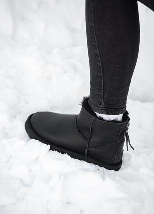 Зимние женские угги ugg classic mini zip (мех) 36-37-38-39-40