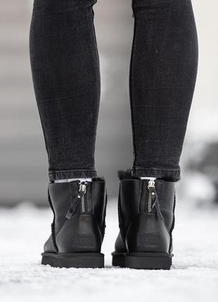 Зимние женские угги ugg classic mini zip (мех) 36-37-38-39-40
