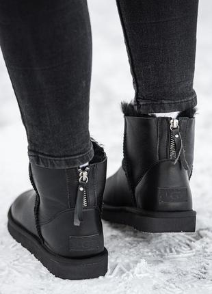 Зимние женские угги ugg classic mini zip (мех) 36-37-38-39-40