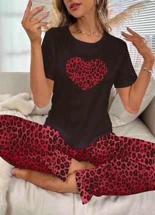 Жіночий затишний комплект одягу для дому/ піжама з принтом