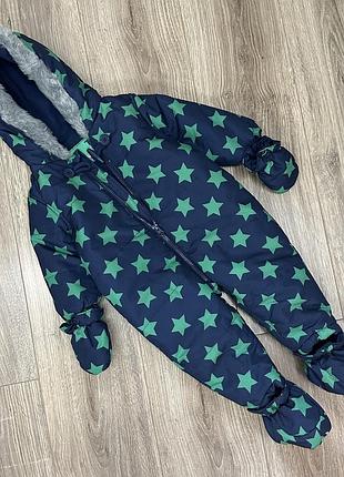 Комбінезон еврозима на флісі демі/демісезонний  хлопчик 6-9 міс/74 см в зірочку