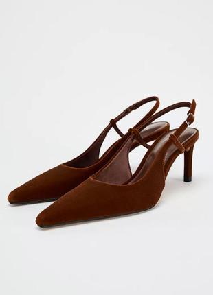 Туфли женские коричневые на шпильке zara new