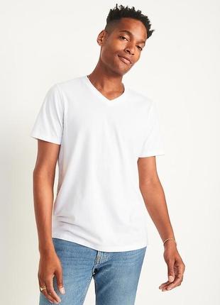 Белая котоновая мужская базовая футболка old navy