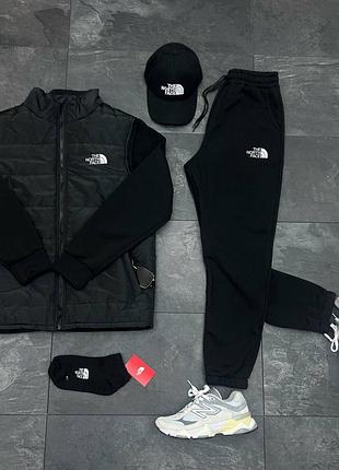 Комплект  теплий костюм tnf + жилетка +кепка