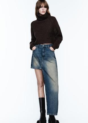Асиметрична джинсова спідниця z1975 від zara, розмір s, м