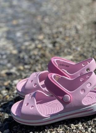 Крокс крокбенд сандалі дитячі рожеві crocs crocband sandal ballerina pink6 фото