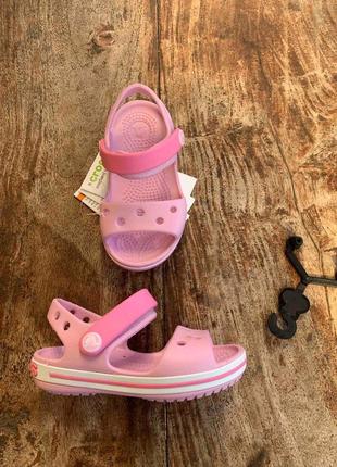 Крокс крокбенд сандалі дитячі рожеві crocs crocband sandal ballerina pink2 фото