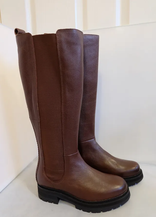 Женские высокие сапоги натуральная кожа clarks на молнии устойчивый каблук размер uk4/eur37/us6.5