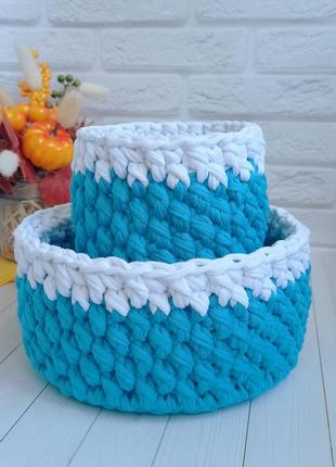 Декоративные вязаные корзины – идеальна для организации вещей в комнате, 2 шт.