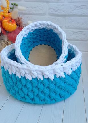 Декоративные вязаные корзины – идеальна для организации вещей в комнате, 2 шт.