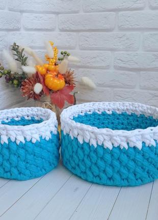 Декоративные вязаные корзины – идеальна для организации вещей в комнате, 2 шт.