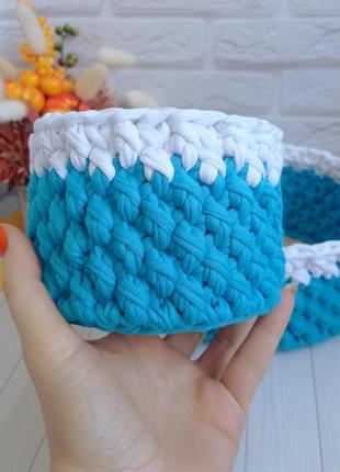 Декоративные вязаные корзины – идеальна для организации вещей в комнате, 2 шт.