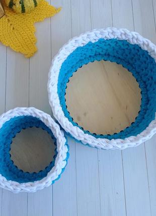 Декоративные вязаные корзины – идеальна для организации вещей в комнате, 2 шт.