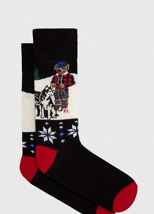 Мужские носки черные с мишкой polo bear ralph lauren