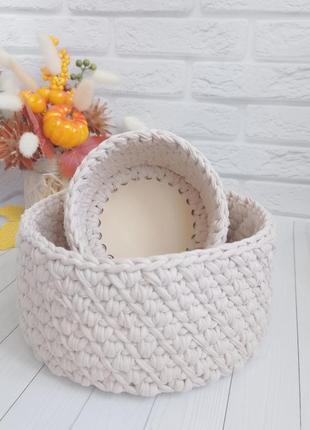 Декоративні в'язані кошики - ідеальний для організації речей у кімнаті, 2 шт.