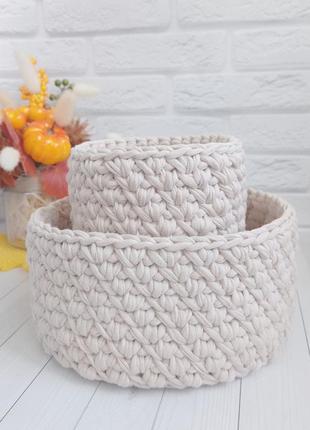 Декоративні в'язані кошики - ідеальний для організації речей у кімнаті, 2 шт.