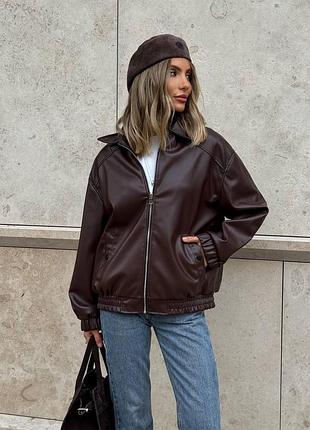 Кожаный бомбер