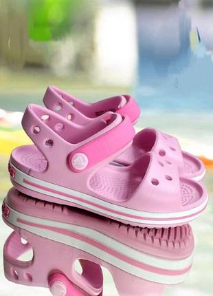 Крокс крокбенд сандалі дитячі рожеві crocs crocband sandal ballerina pink