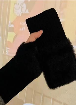 Митенки, перчатки черные