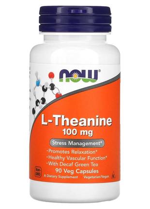 L-теанін now foods l-theanine 100 мг 90 рослинних капсул