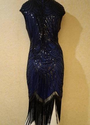 Сукня плаття з бахромою паєтками в стилі гетсбі,гангстер чикаго вечірка в стилі...