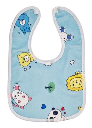 Детский тканевой слюнявчик mgz-0600(blue) на кнопке
