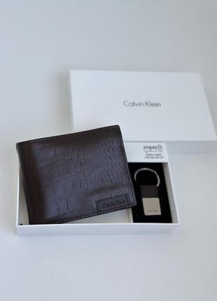 Чоловічий набір з гаманцем наличии calvin klein оригінал коричневий чоловічий гаманець кельвін кляйн7 фото