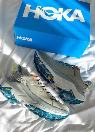 Мужские кроссовки hoka one one kaha 2 low gore-tex'sharkskin blue coral'
