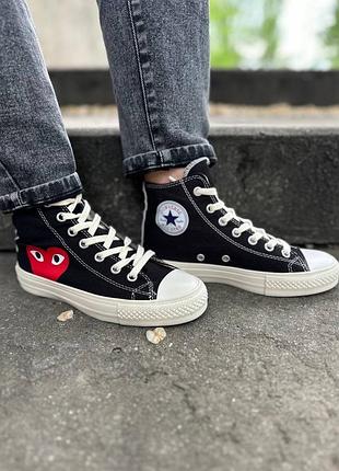 Кеди жіночі converse play високі з сердечком comme des garcons