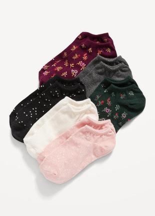 Old navy набор женских коротких носков 6 шт flovers darck