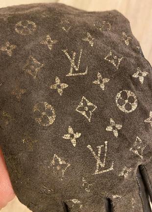 Кожаные перчатки варежки чатки lv