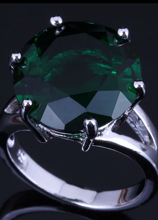 Кільце з зеленим каменем 🍀💚💛