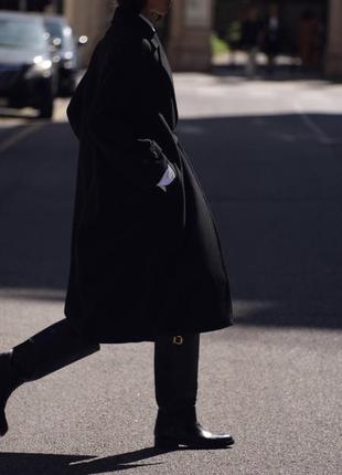 Черное женское пальто оверсайз zara