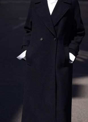 Черное женское пальто оверсайз zara2 фото