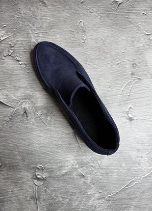 Стильні чоловічі теплі лофери демісезонні, осінні, замшеві, сині туфлі замша, чоловіче...