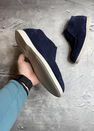 Стильні чоловічі теплі лофери демісезонні, осінні, замшеві, сині туфлі замша, чоловіче...