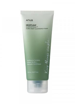 Пінка для вмивання anua heartleaf quercetinol pore deep cleansing foam 150ml